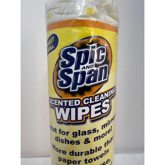 1 Roll 25 Ct.Spic And Span Lemon Scented Cleaning Wipes, Durable!! - Picture 2 of 8